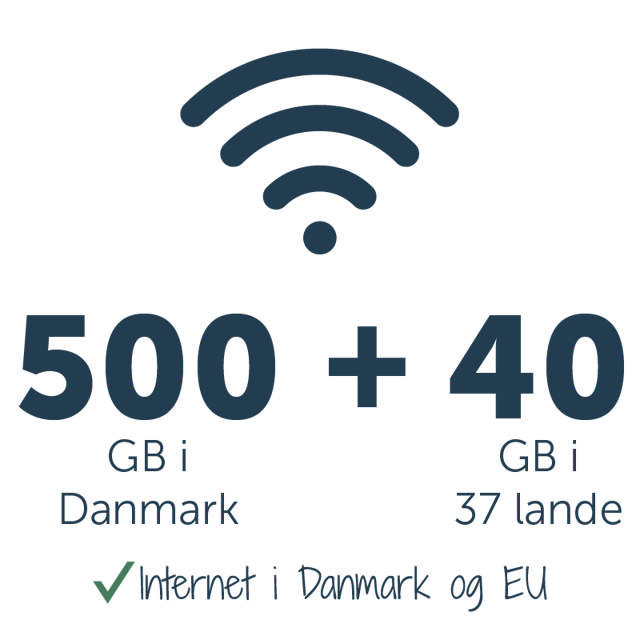 Mobilt bredbånd med 500 GB DK + 40 GB EU 