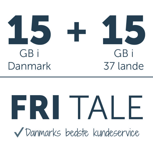 Fri tale og 15 GB i DK + 15 GB i EU (5G) 