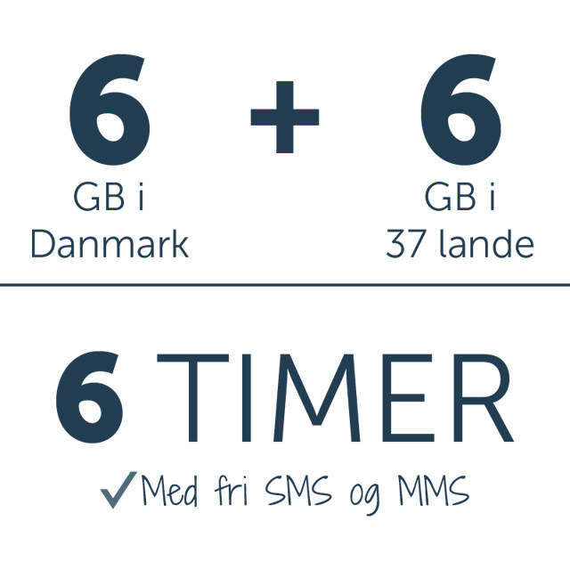 6 timer + 6 GB i DK + 6 GB i EU 5G 