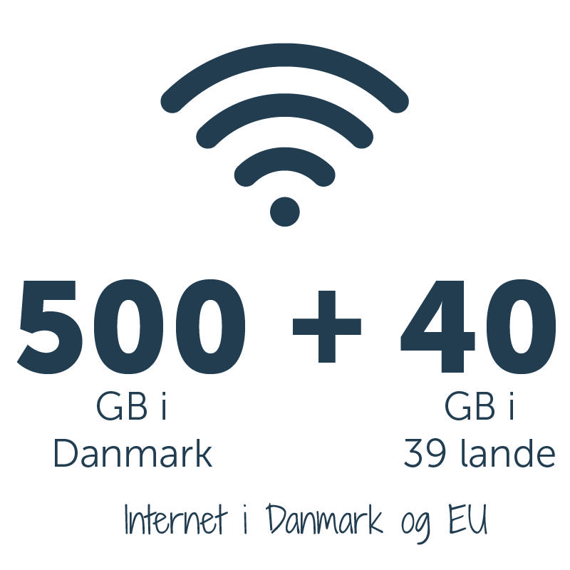 Mobilt bredbånd med 500 GB DK + 40 GB EU 