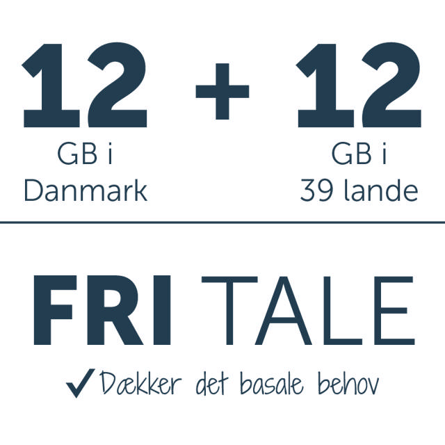 Fri tale + 12 GB i DK + 12 GB i 39 lande. 5G 