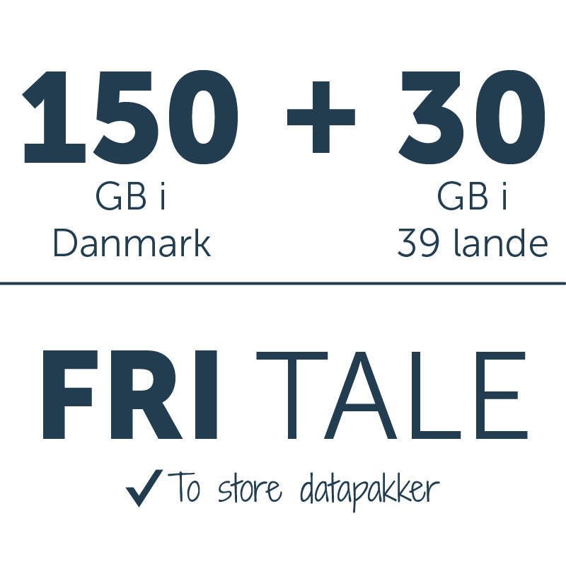 Fri tale + 150 GB i DK + 30 GB i 39 lande. 5G 