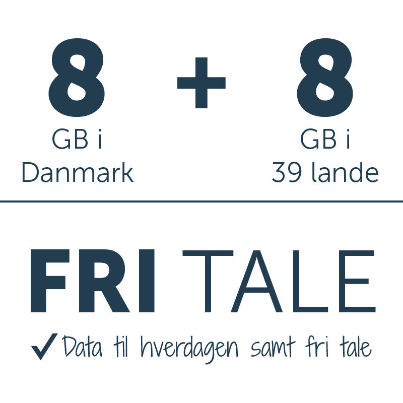 Fri tale + 8 GB i DK + 8 GB i 39 lande. 5G 