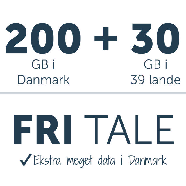 Fri tale + 200 GB i DK + 30 GB i 39 lande. 5G  