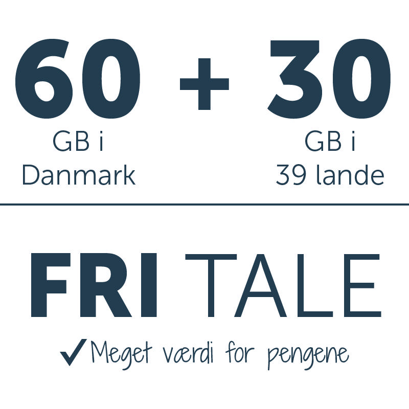 Fri tale + 60 GB i DK + 30 GB i 39 lande. 5G 