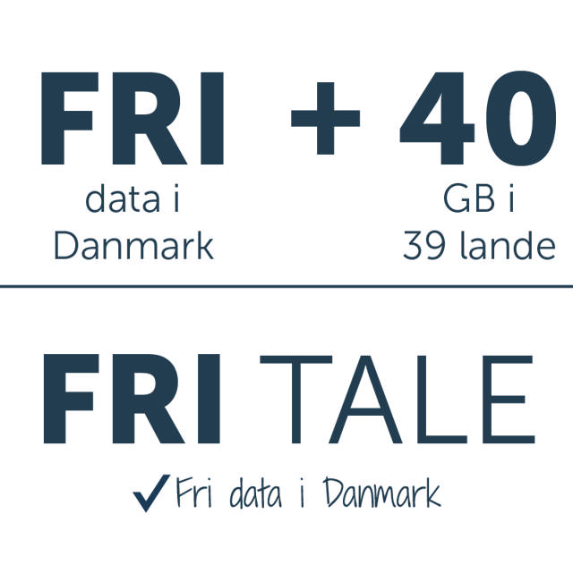 Fri tale + fri data i DK + 40 GB i 39 lande. 5G 